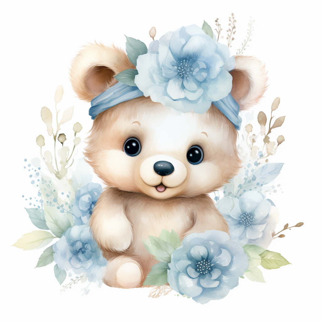 Cute Baby Bear Watercolor Clipart