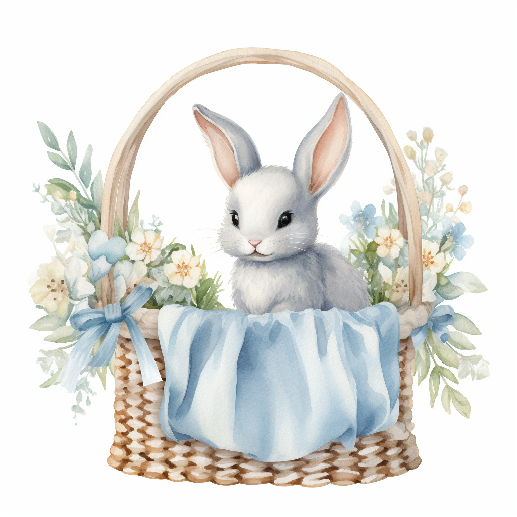 Cute Boho Baby Crib Bunny Watercolor