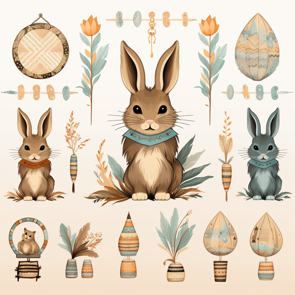 Cute Boho Easter Bunny Clipart