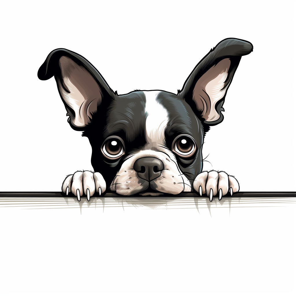 Cute Boston Terrier Dog Peeking