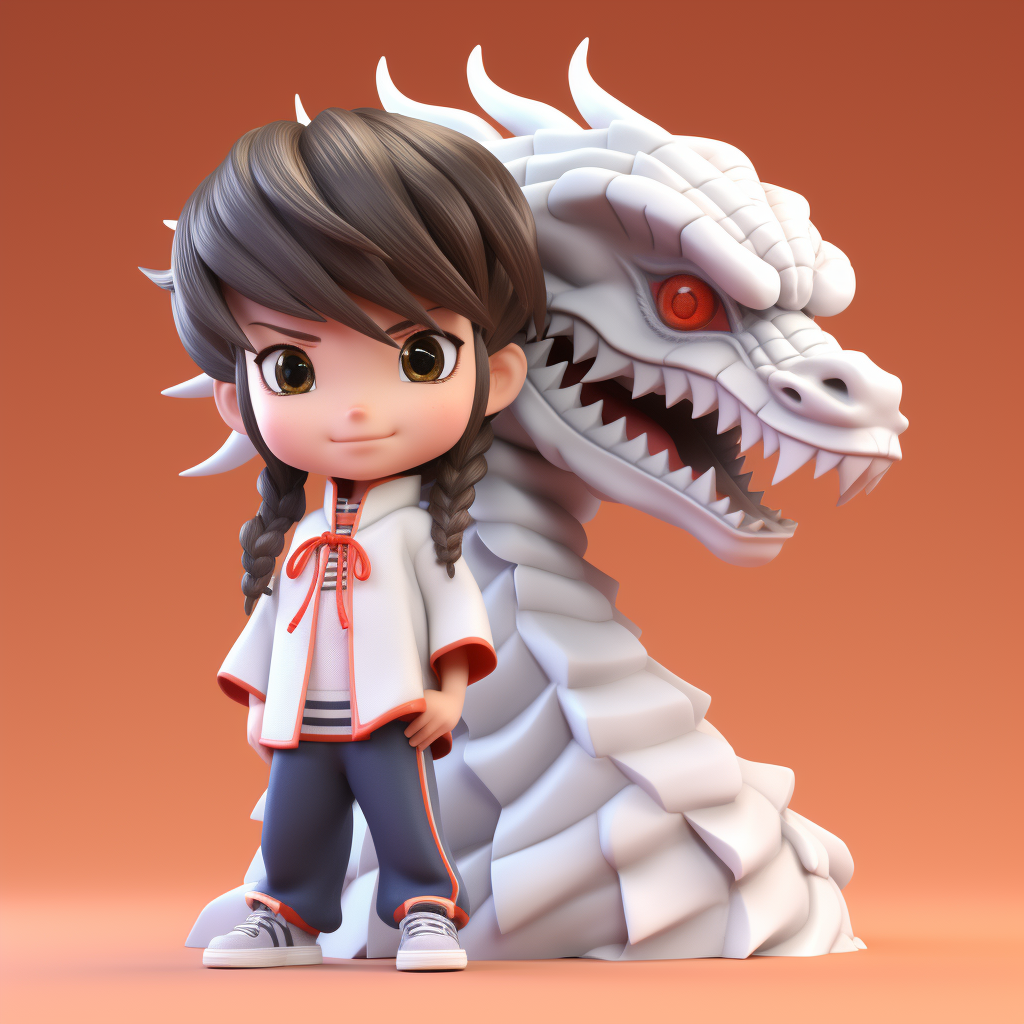 Cute boy and girl in dragon costumes