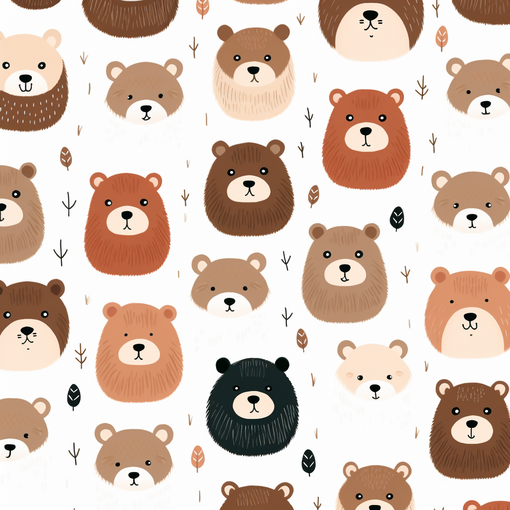 Cute brown bear pattern illustration