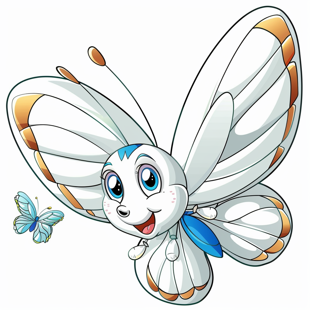 Cute white butterfly cartoon for kids