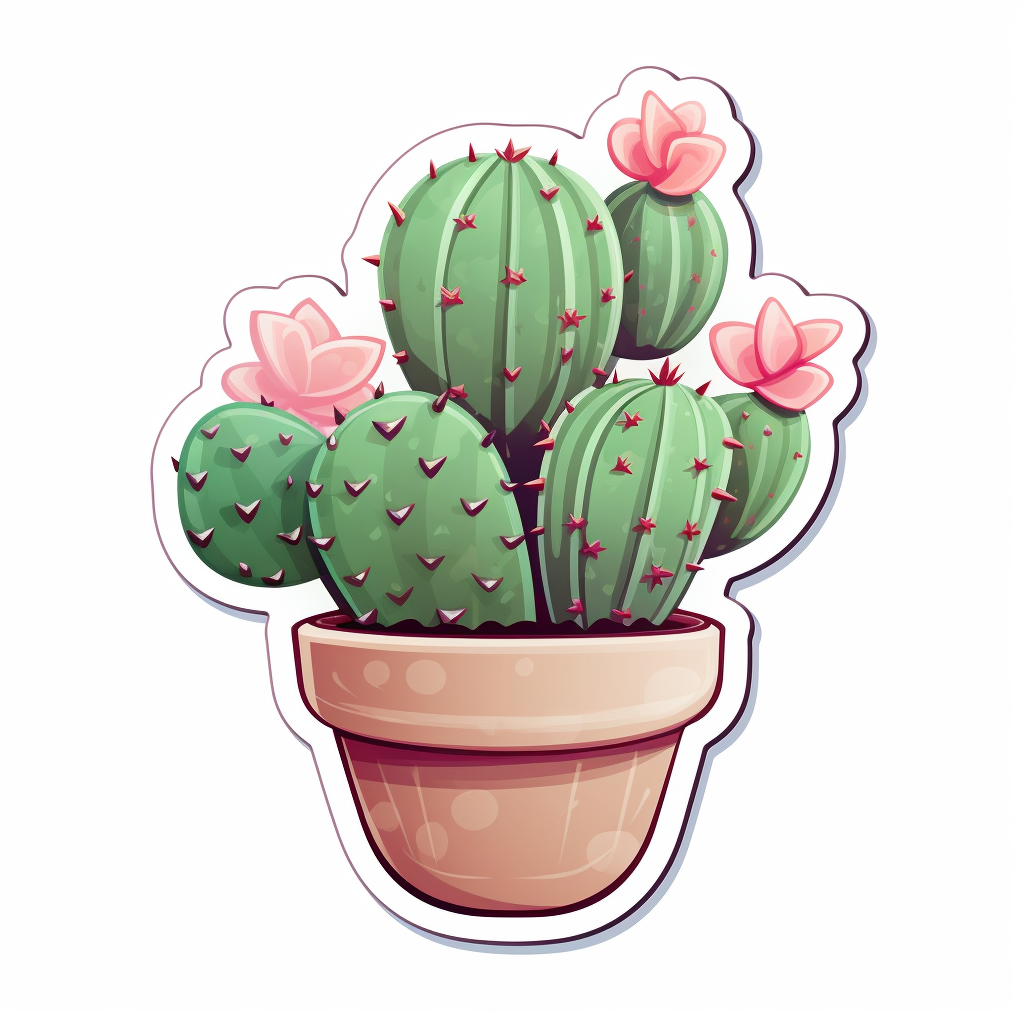 Cute cactus valentine sticker on white background