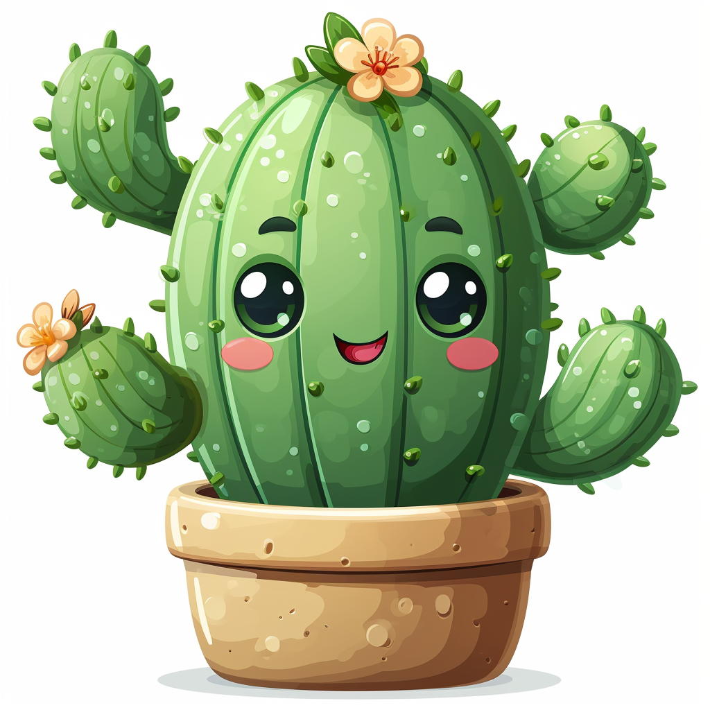 Cute cactus cartoon art style