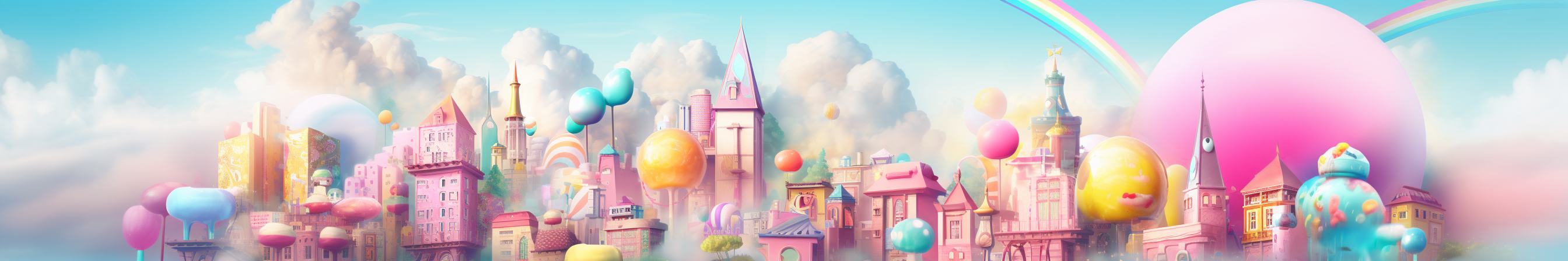 Colorful Steampunk City with Cute Candy Theme