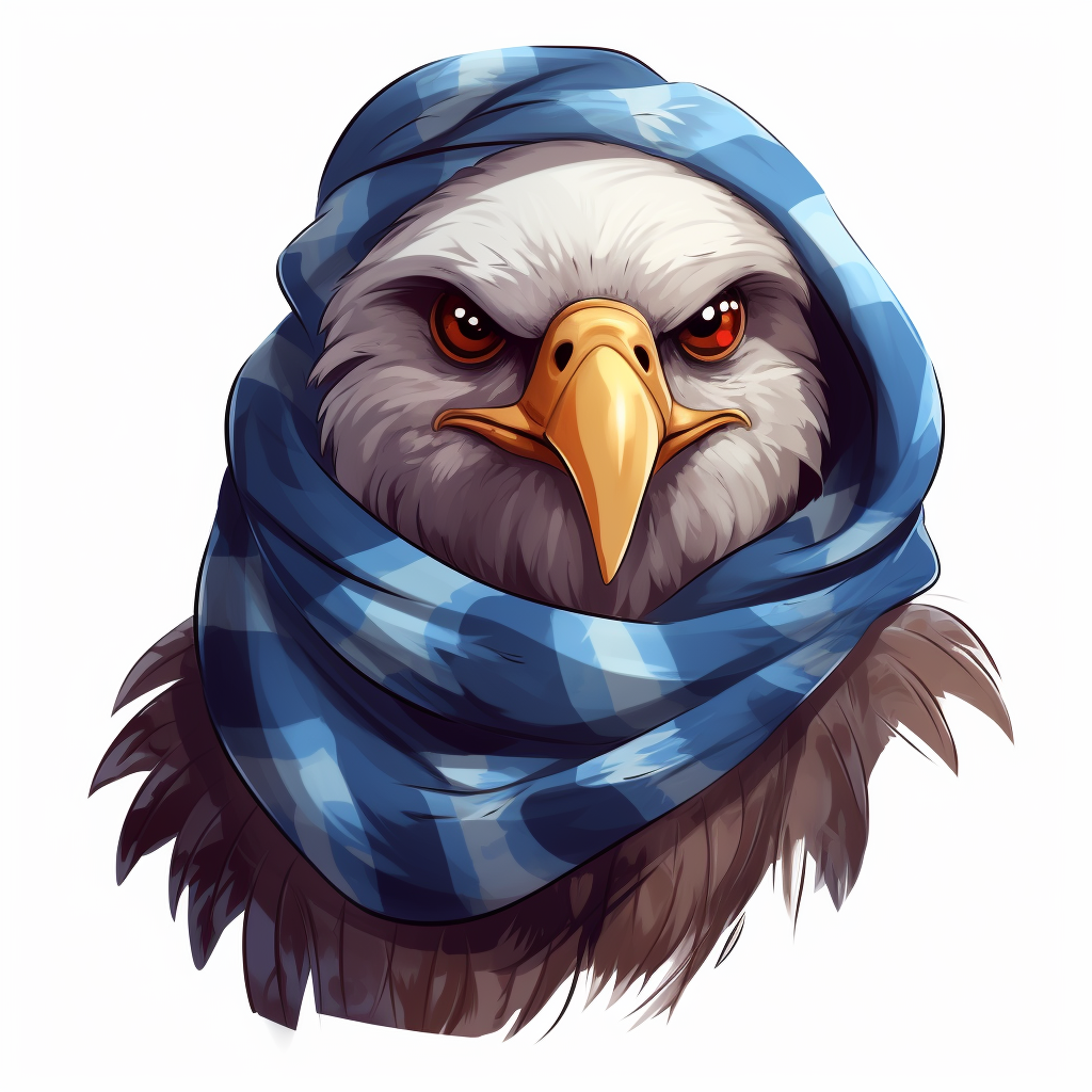 Cute Bald Eagle with Blue Scarf