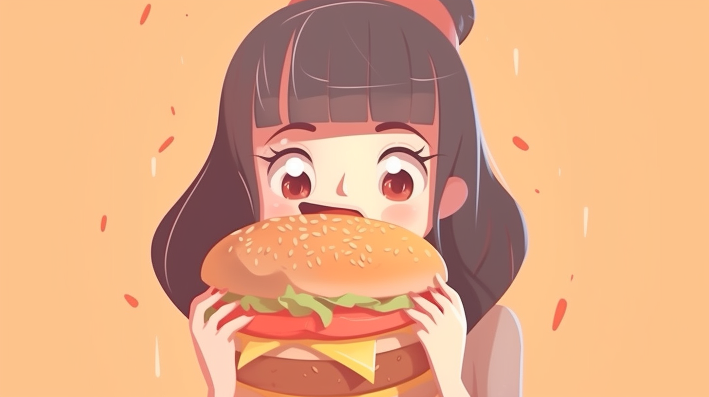 Girl holding hamburger