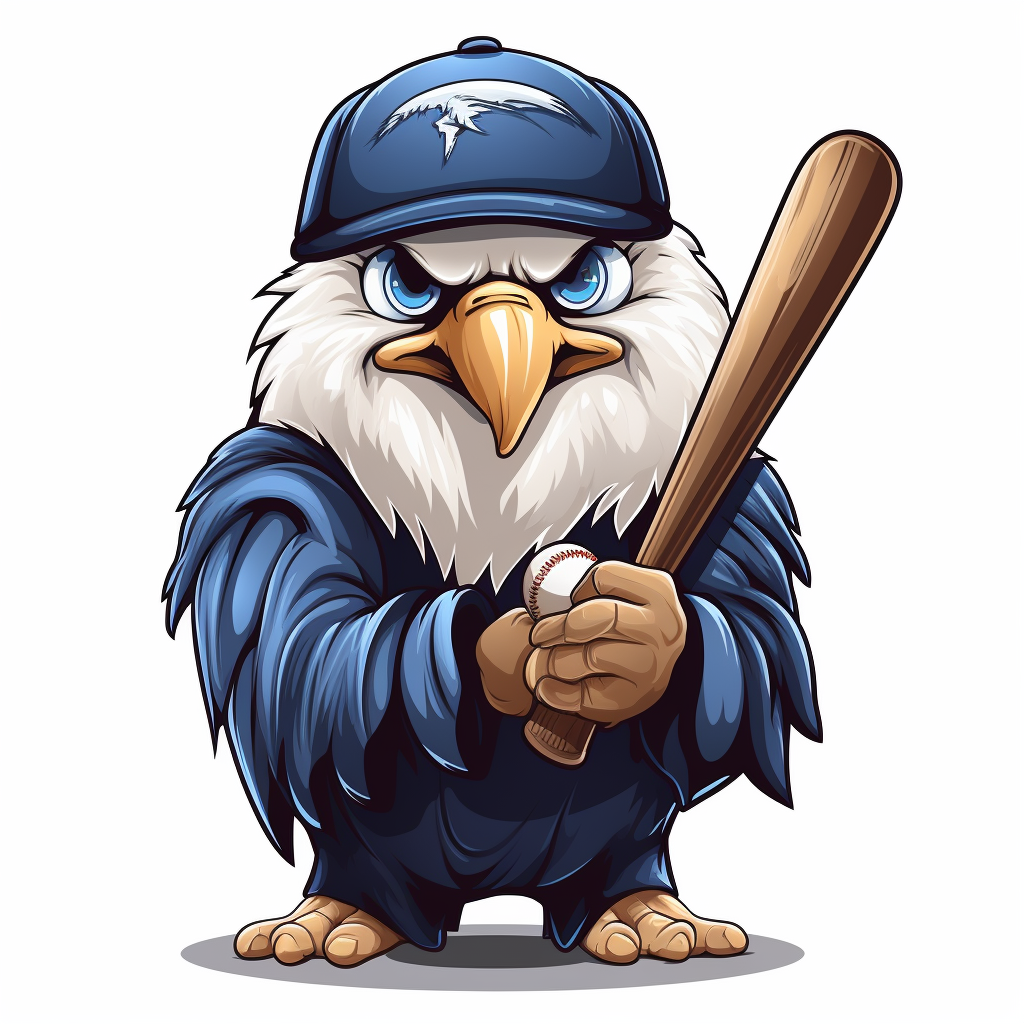 Cute bald eagle holding baseball bat