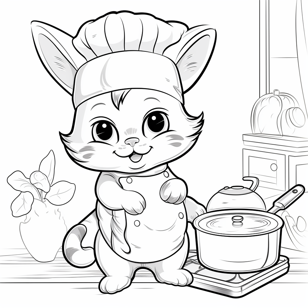 Adorable cat chef in the kitchen