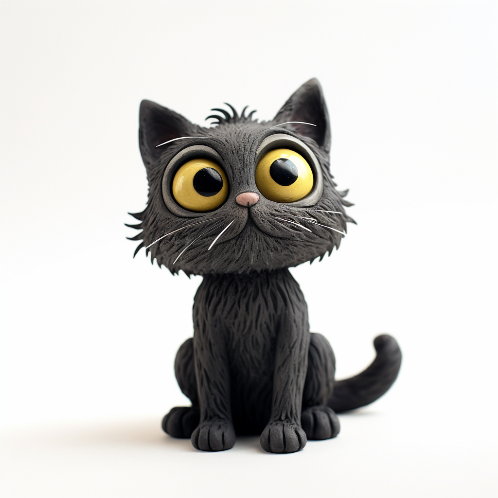 Cute cat claymation on white