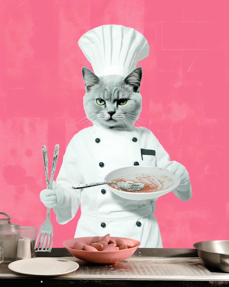 Cute cat culinary chef illustration