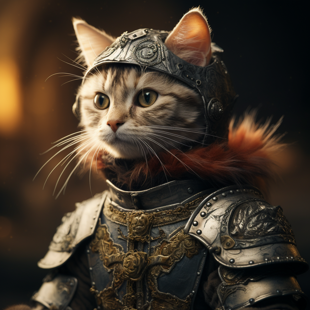 Cat dressed in knight armor