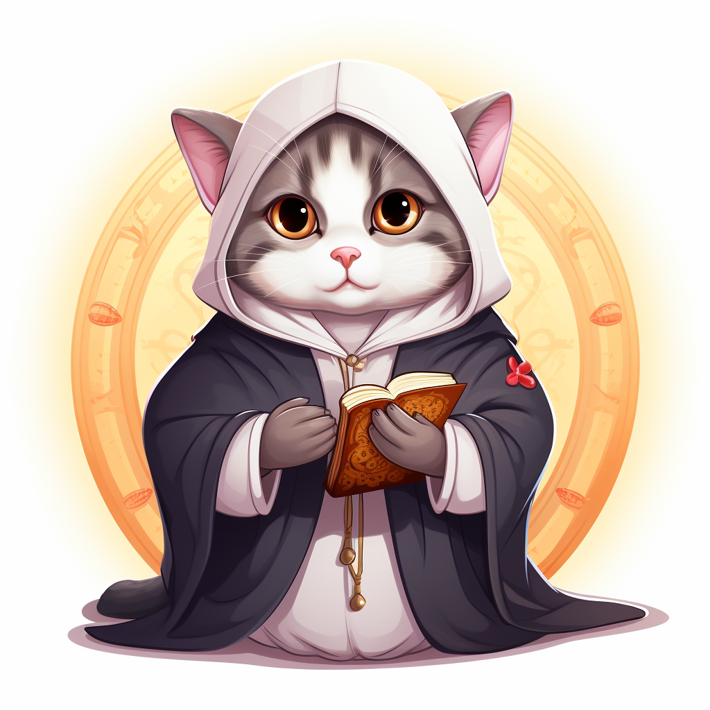 Cute cat nun praying with pizza sticker