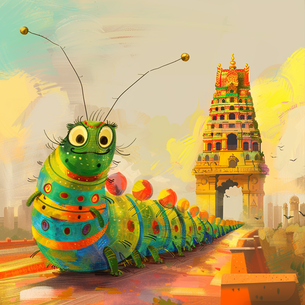 Cartoon Caterpillar Visiting Chennai