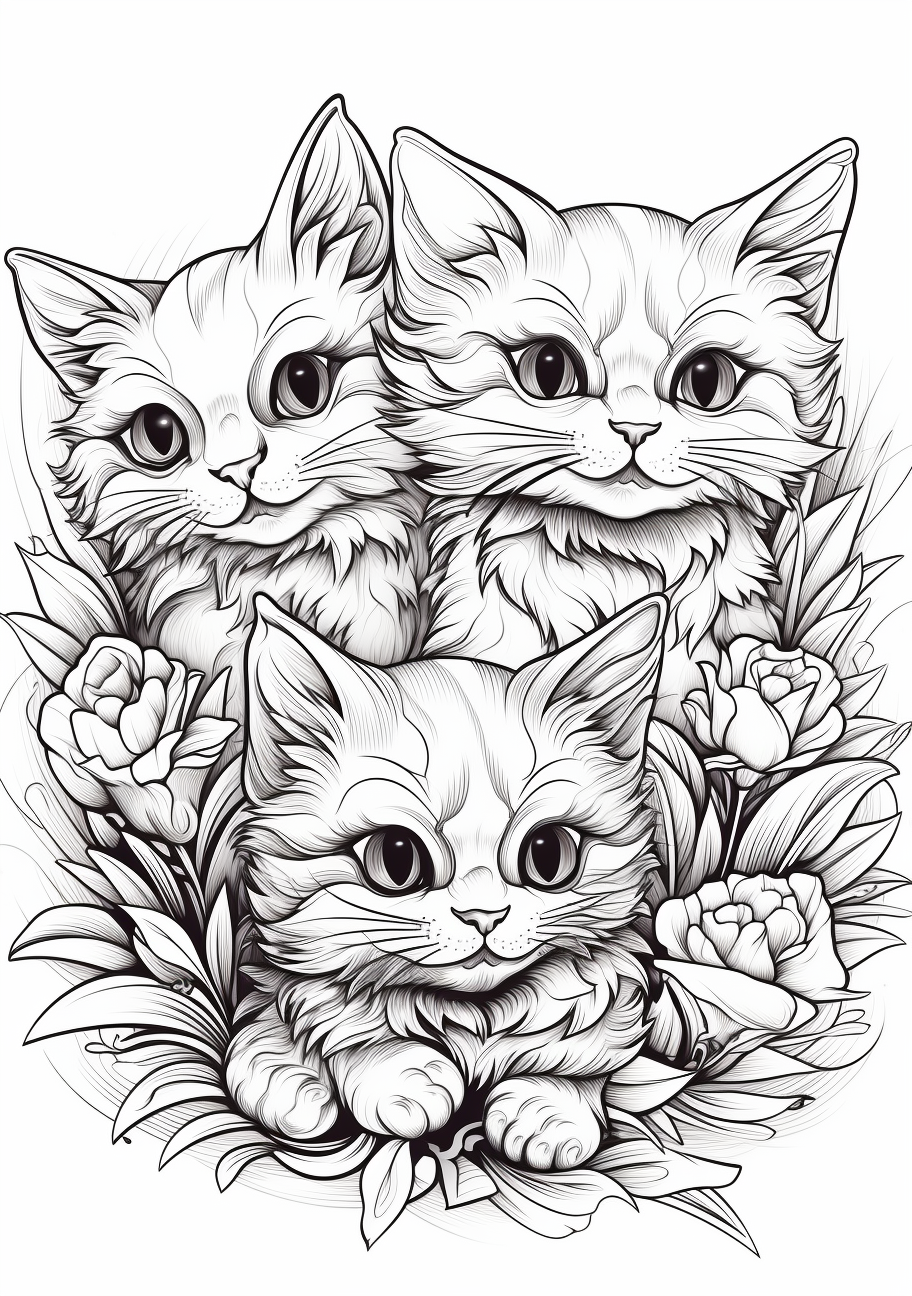 Cute cats coloring page