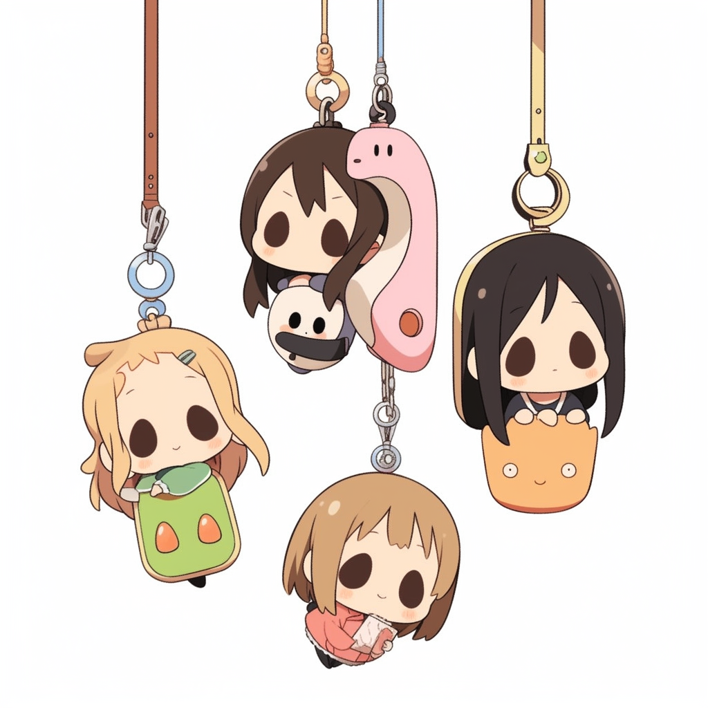 Adorable charms hanging from cellphone