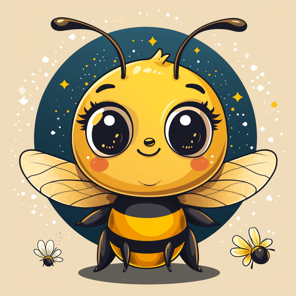 Cute character bee retro style art