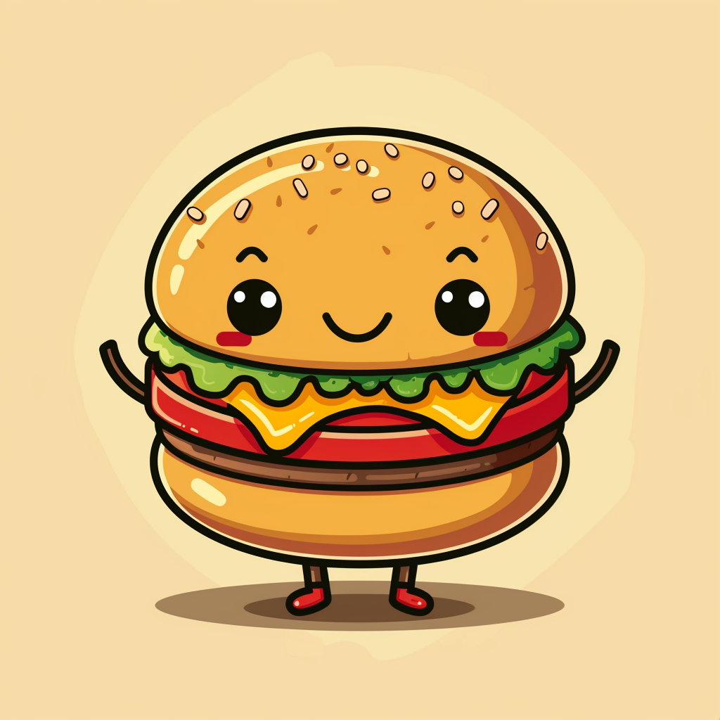 Cute character burger retro style art mascot logo