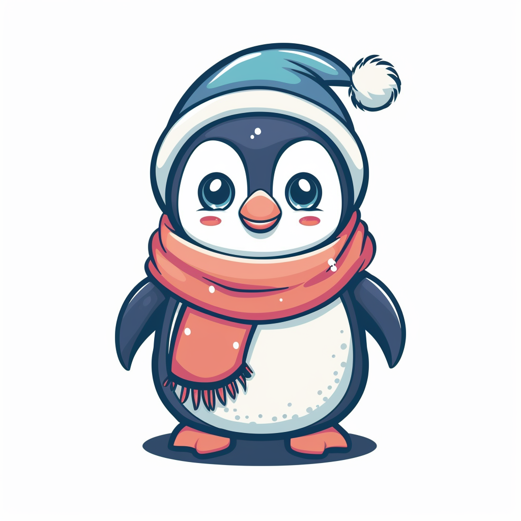 Cute penguin character in retro style