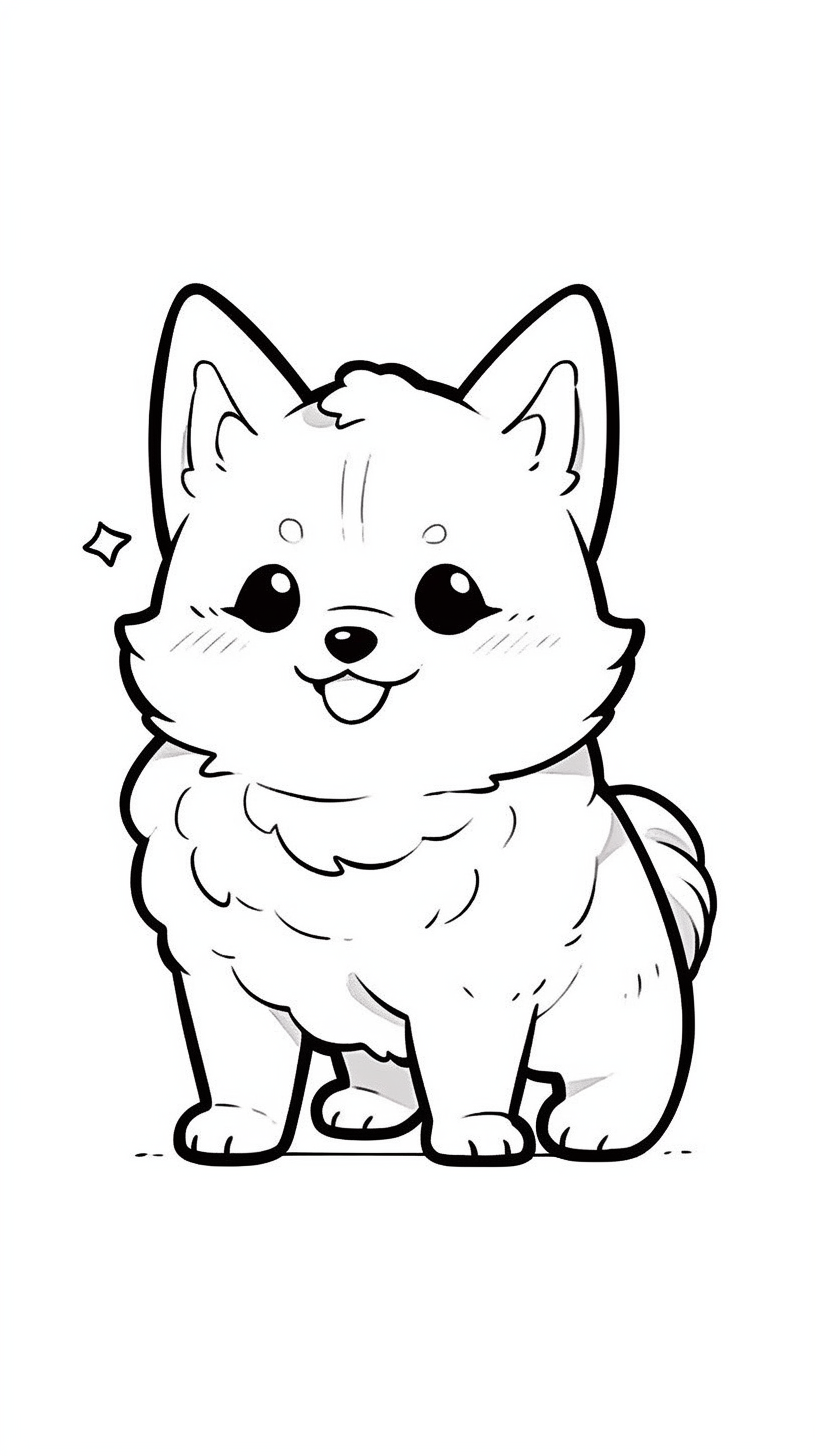 Adorable chibi corgy on white background