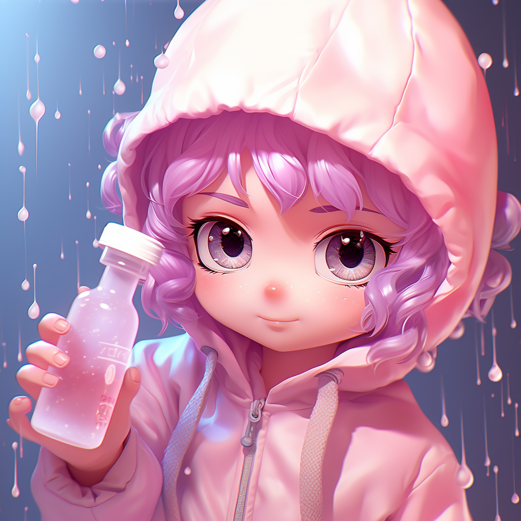 Cute anime girl spraying water gun