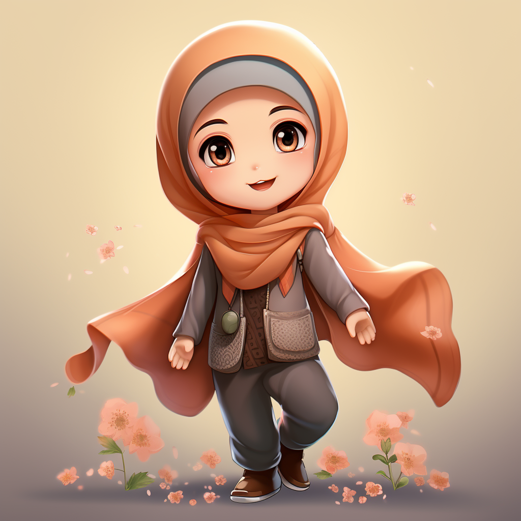 Adorable chibi hijab girl artwork