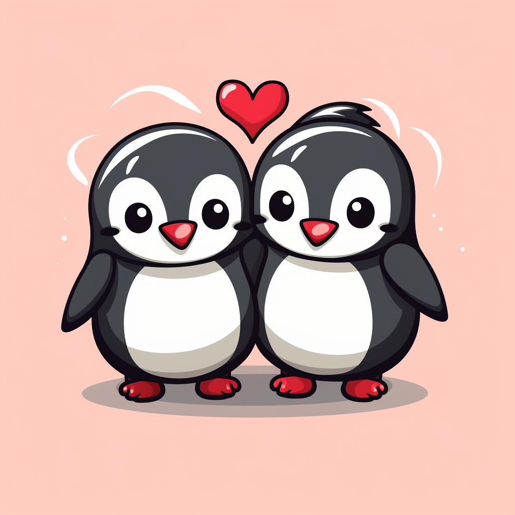 Cute Chibi Penguins Valentine Image