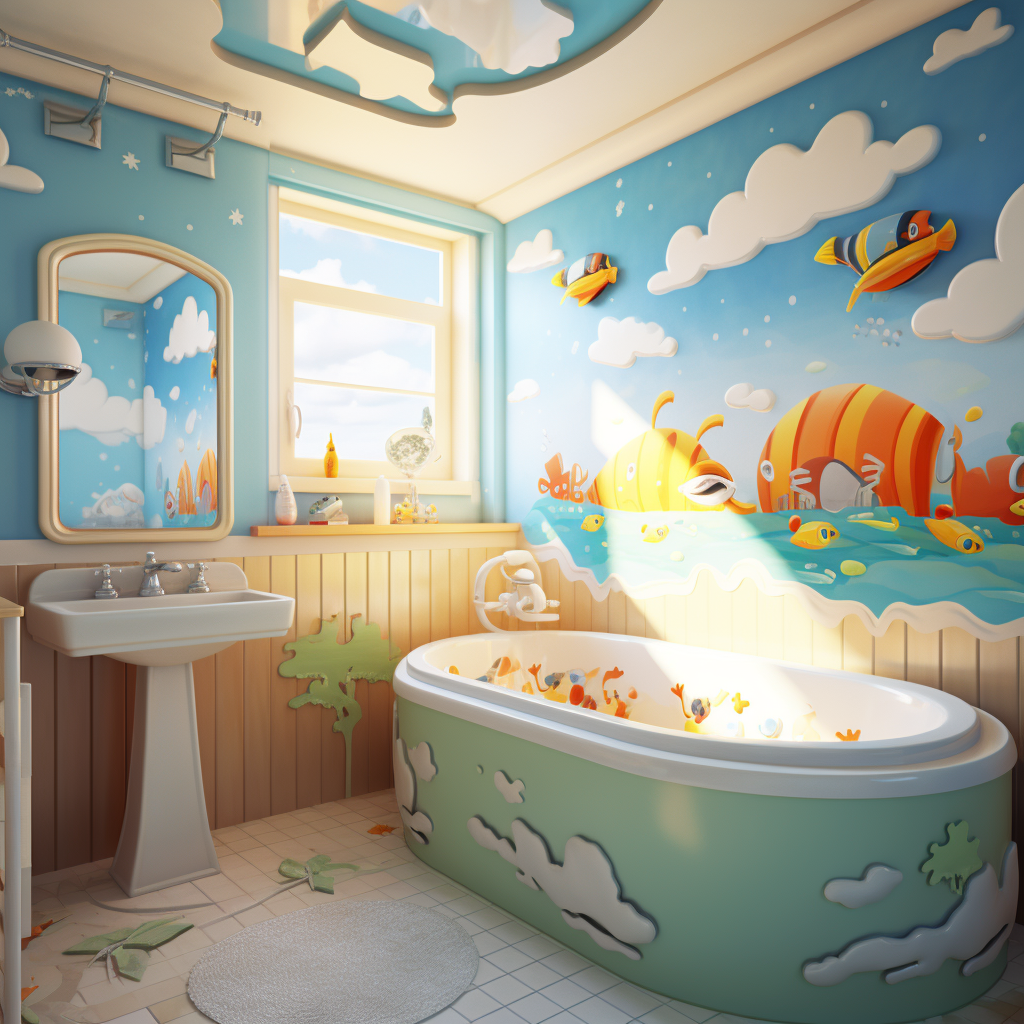 Adorable cartoon bathroom for kids