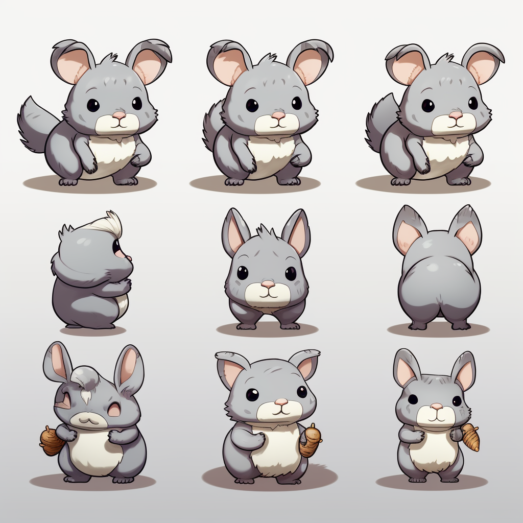 Cute Chinchilla Video Game Character Sprite