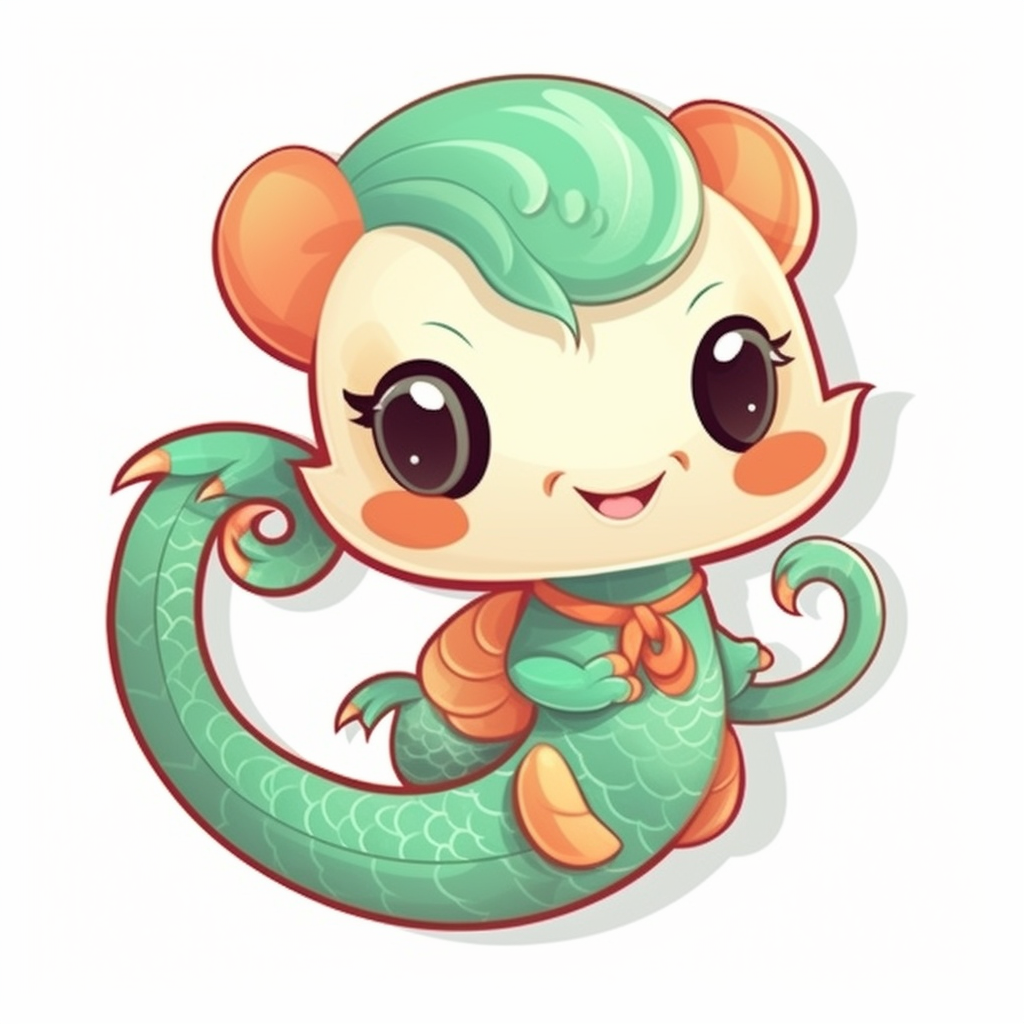 Cute Chinese Dragon Baby Sticker on White Background