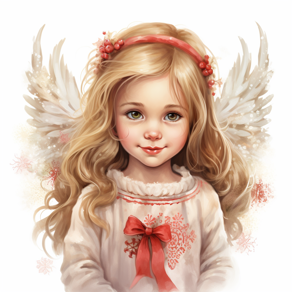 Christmas angel girl with intricate details