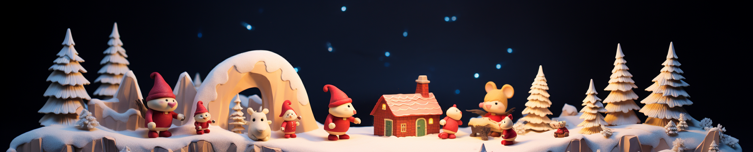 Adorable Christmas card with claymation characters