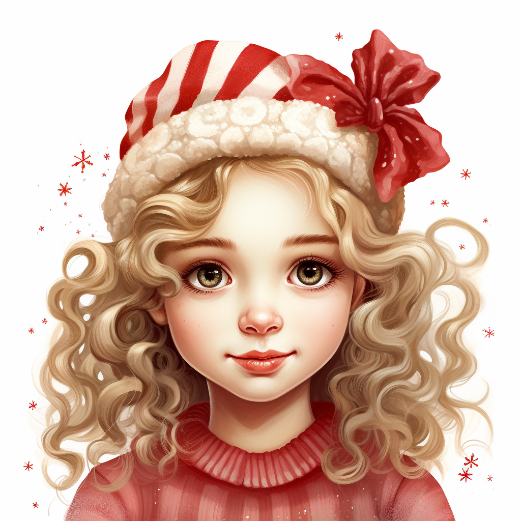 A realistic and expressive Christmas girl illustration