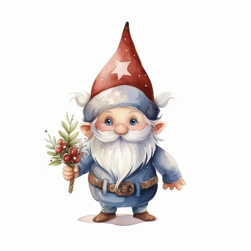 Cute Christmas gnome on white background