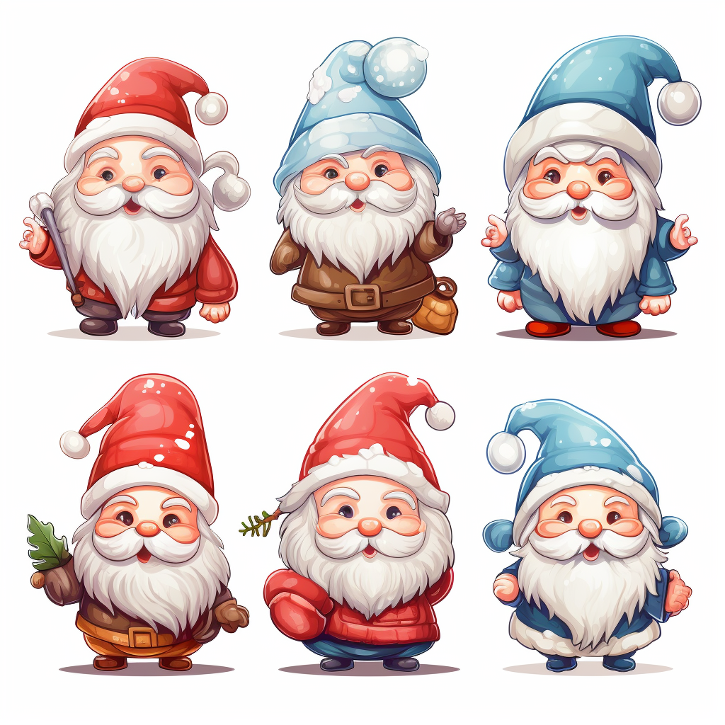 Adorable Christmas gnomes sticker pages