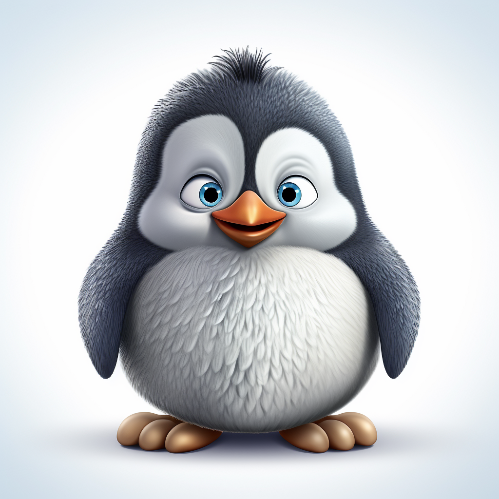 Cute cartoon penguin waddling happily