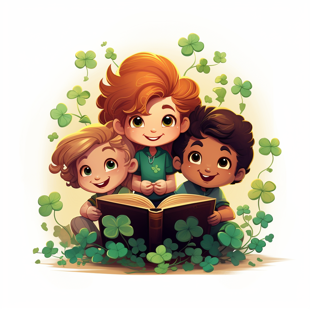 Cute clovers for kids in Disney cartoon style