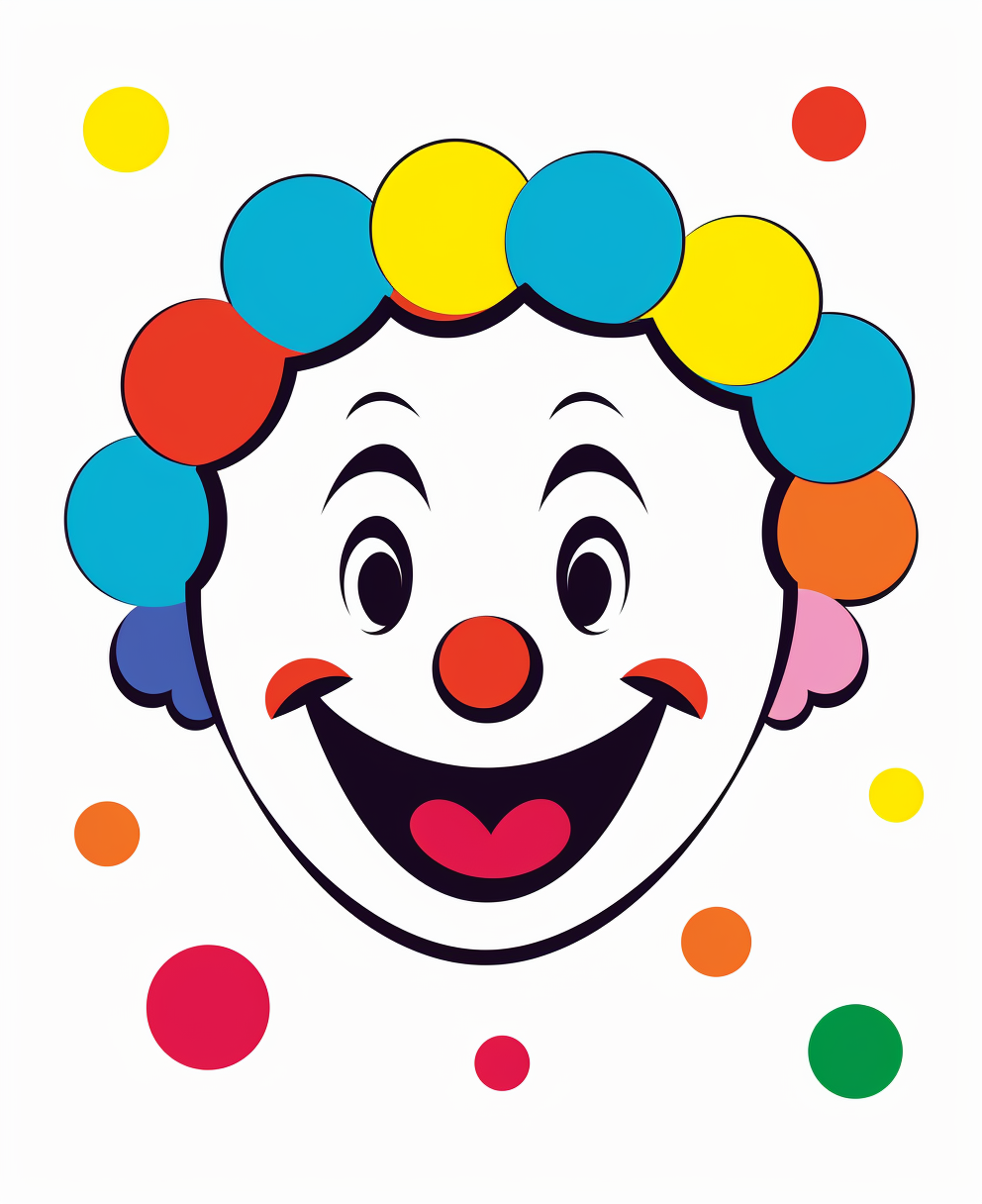 Cute happy clown face coloring page