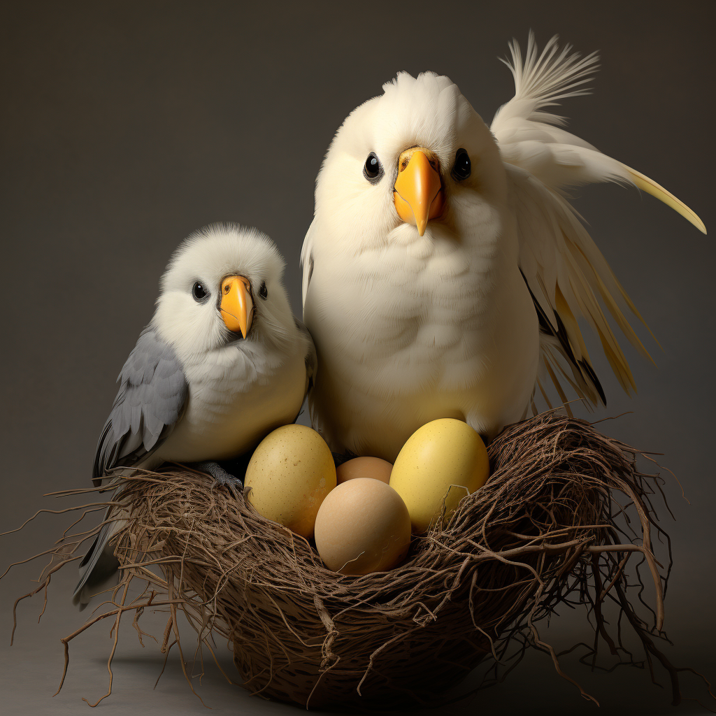 Cockatiel guarding nest with eggs