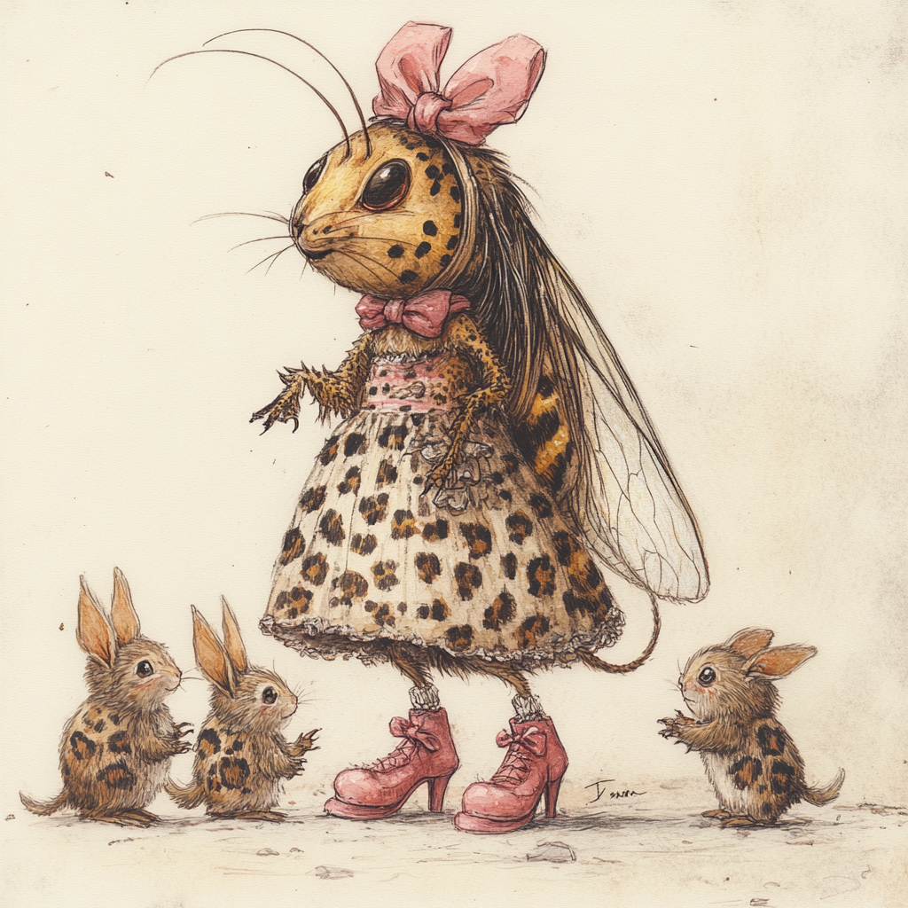 Cheerful cockroach in animal dress