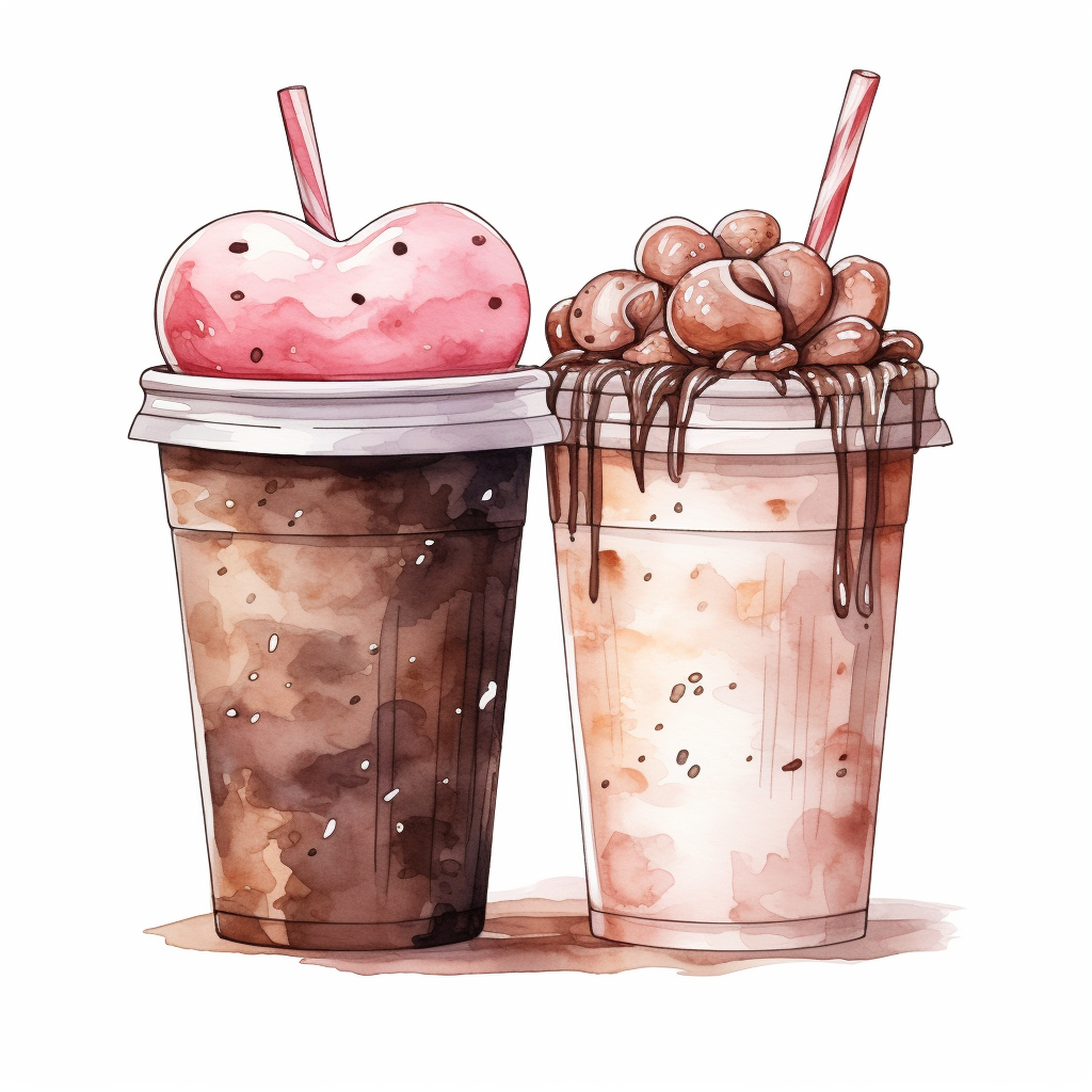 Cute coffees Valentine's Day gifts watercolor