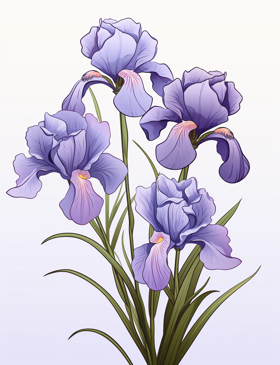 Cute Colorful Iris Flower Doodle