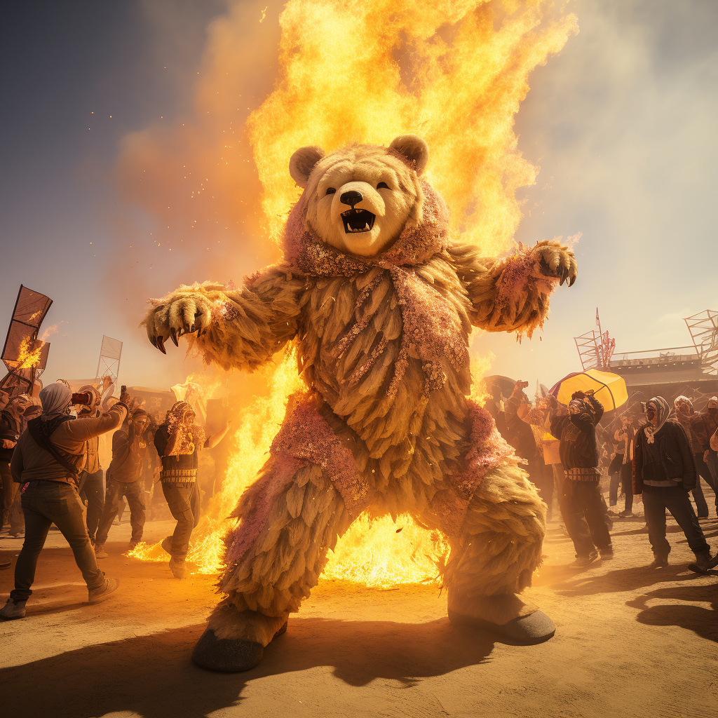 Adults in Cute Bear Costumes Dancing