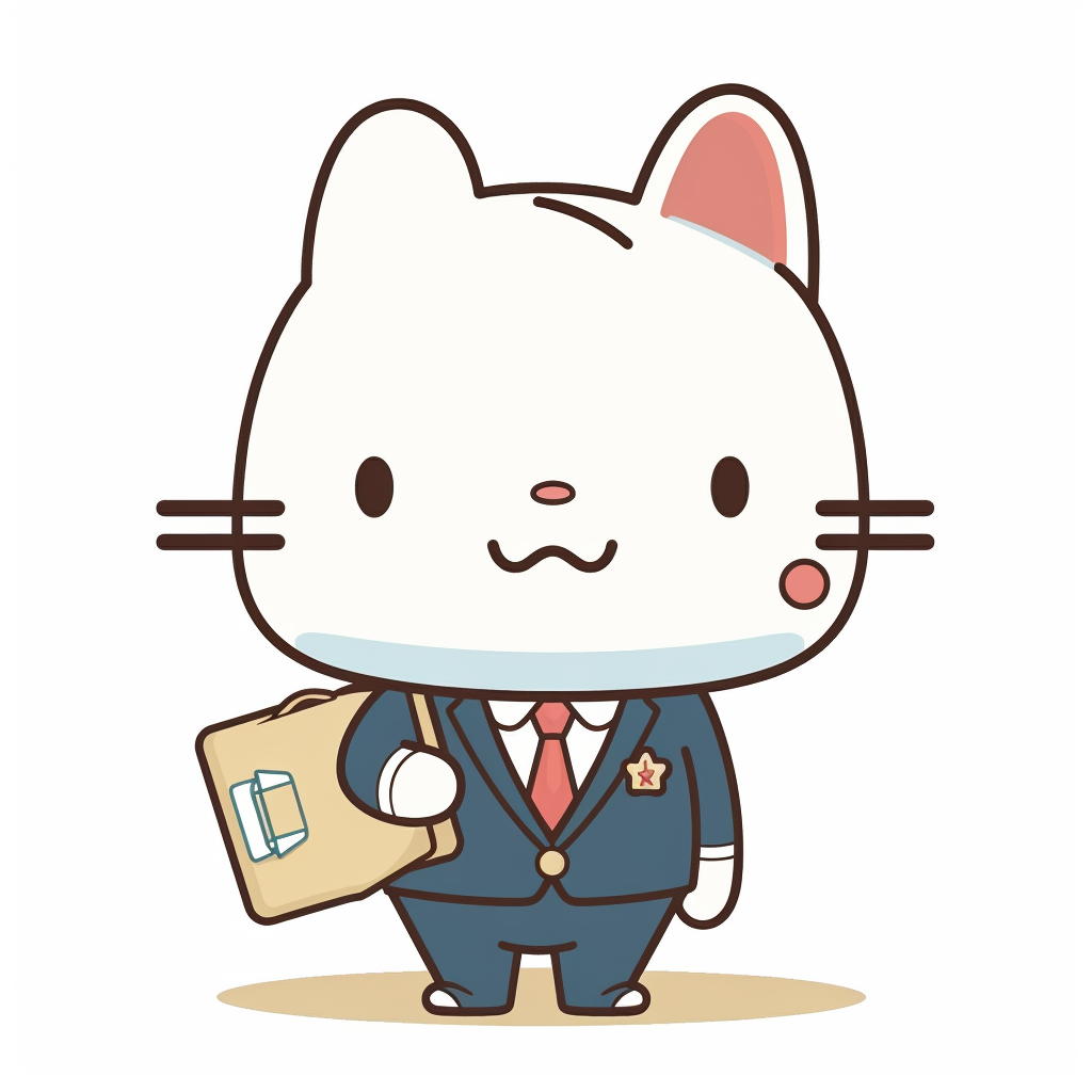 Cute corporate Japanese mascot in Sanrio style