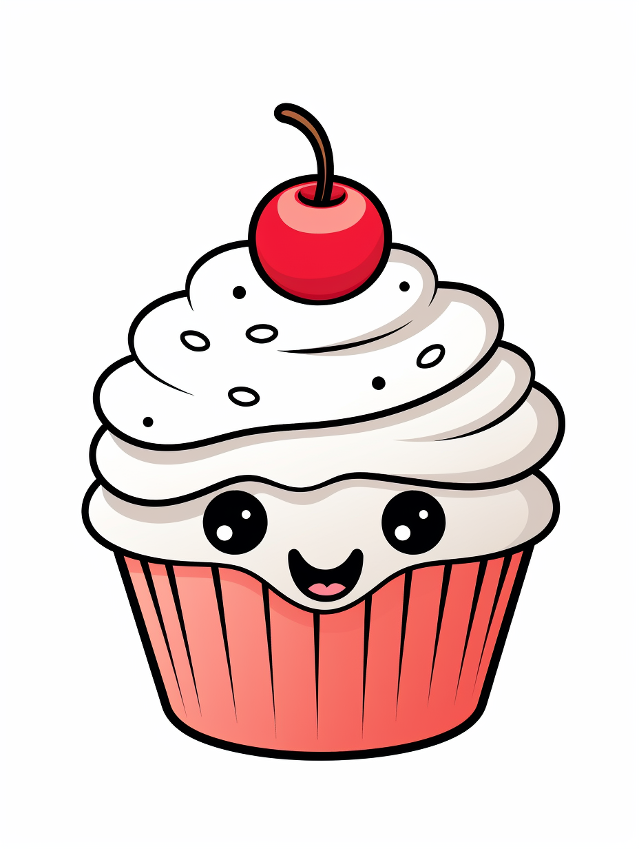 Cute cupcake line art illustration