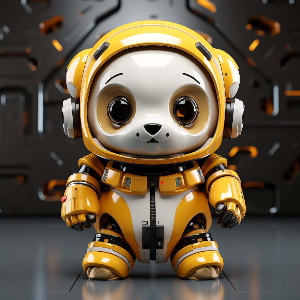 Charismatic yellow and white cyber panda