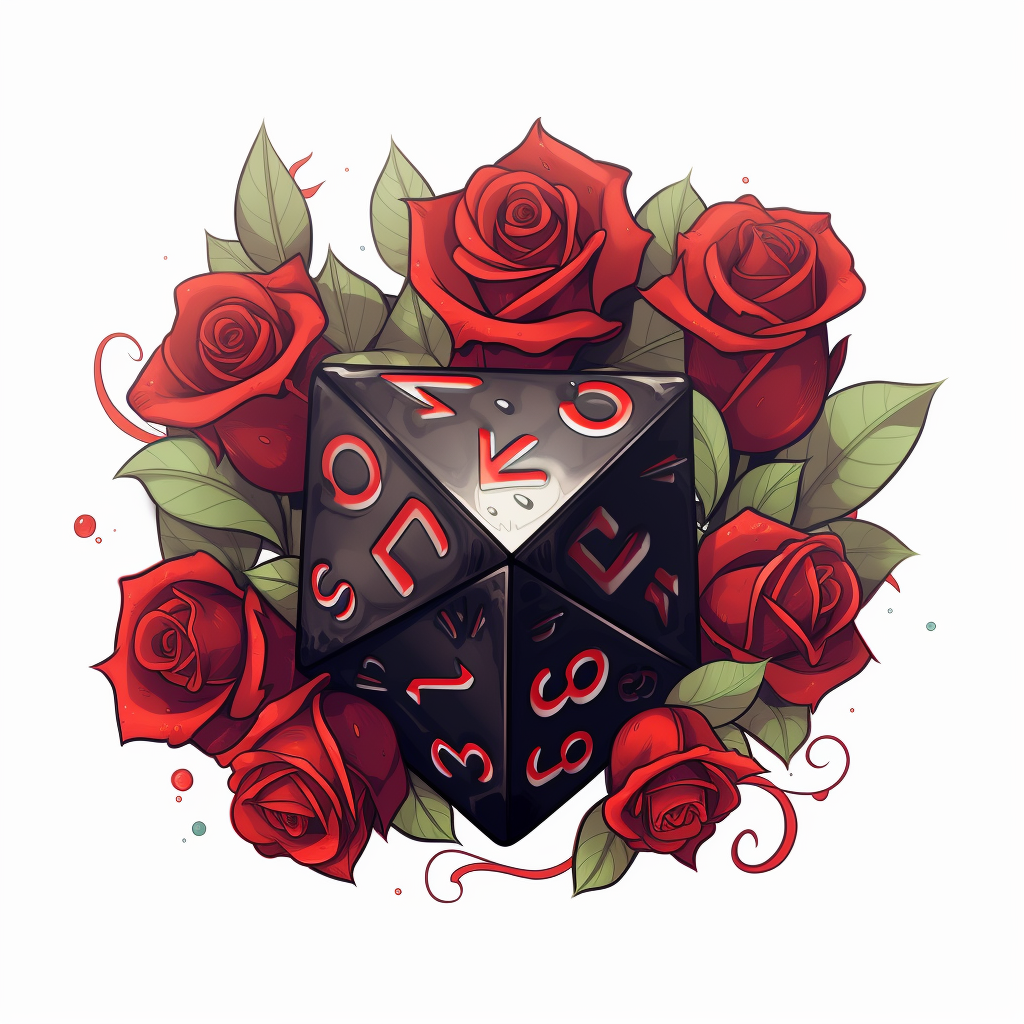 Cute D20 Dice Hearts Roses