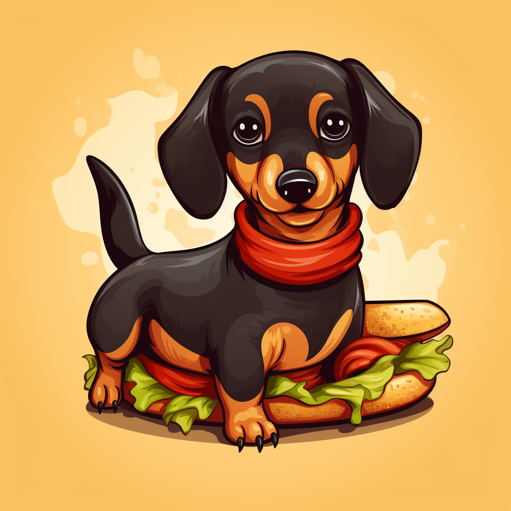 Cute Dachshund Hot Dog Vector Illustration