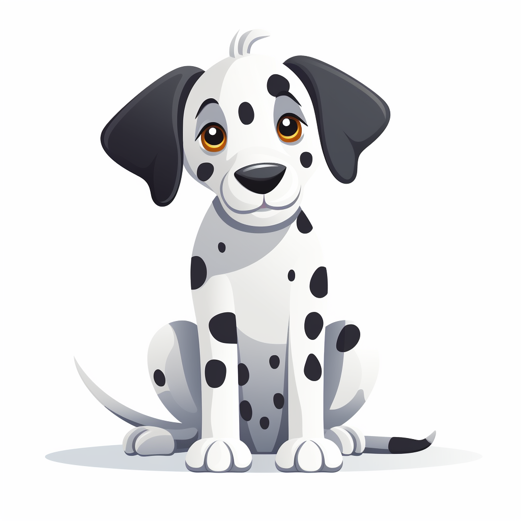 Cute Cartoony Dalmatian Dog on White Background